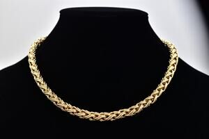 Vintage NOS Gold Tone Braided Wheat Link Chain Necklace 18" Chunky 80s 90s NS3